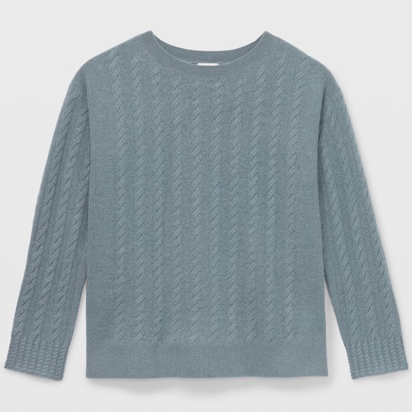 Boiled Cashmere Cable Crew Sweater - New With Tags - NEVER WORN - Lake Blue - Picture 4 of 4